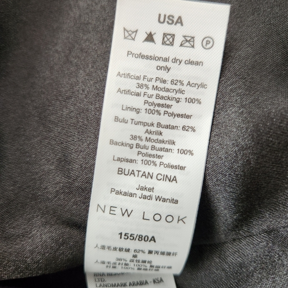 NEW LOOK FAUX FUR COAT SIZE S - Picture 5 of 14